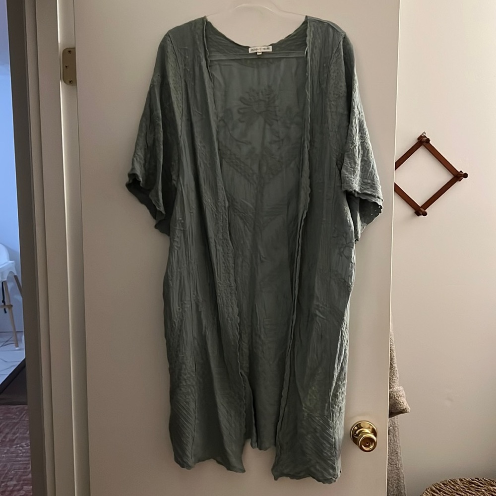 Teal Embroidered Cardigan